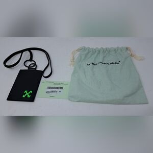Off-White Virgil Abloh Arrows Lanyard ID Tag Badge Holder Black Green Leather